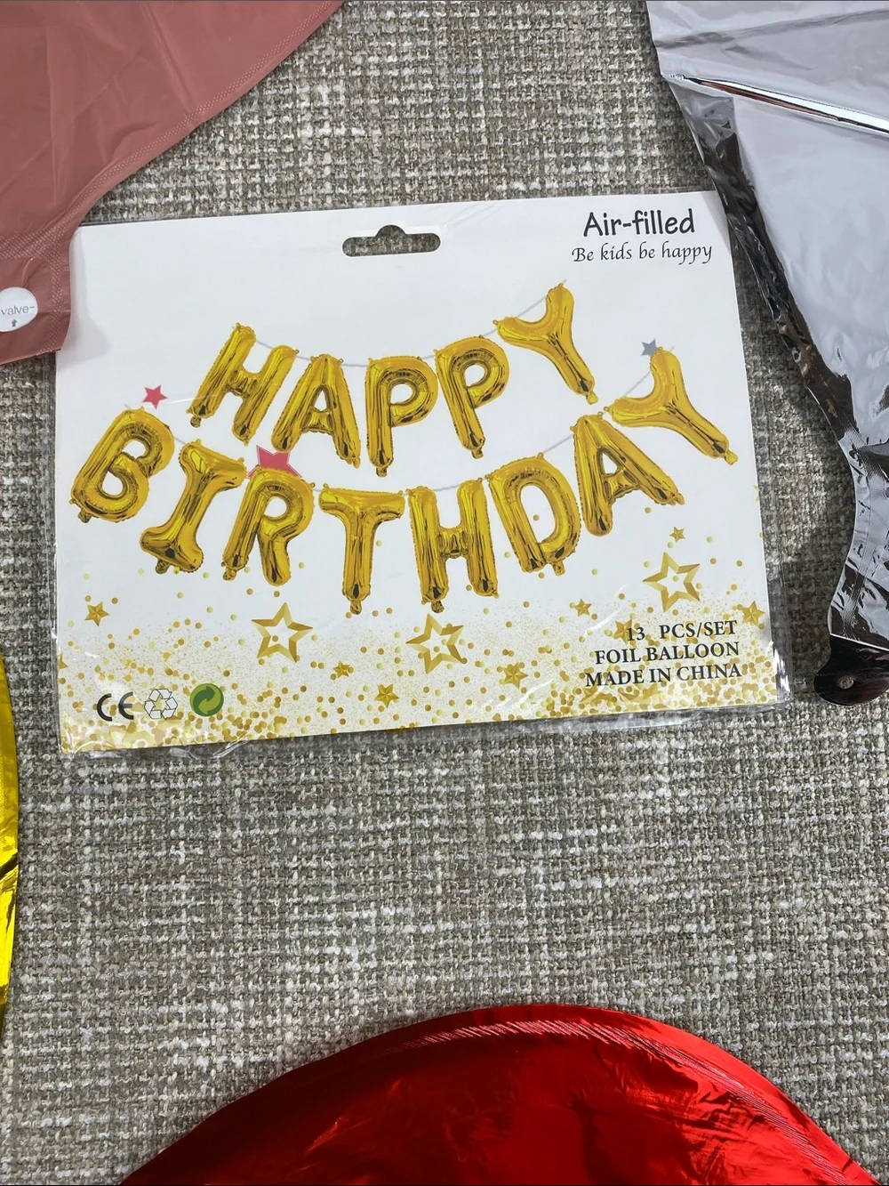 Happy Birthday Foil Heart Balloons - Red, Gold, Silver, Pink, Green